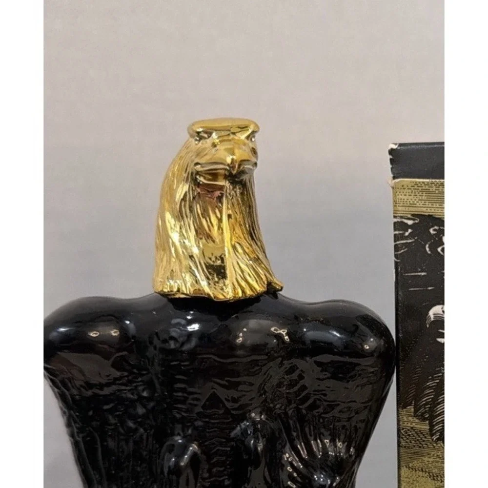 Avon‎ American Eagle Decanter Black Glass w/ Box 6 oz After Shave Bottle Vintage